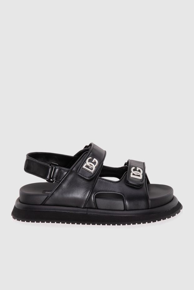 Dolce & Gabbana ерлерге арналған қара былғары сандалдар логотипі бар 173825 - фото 1