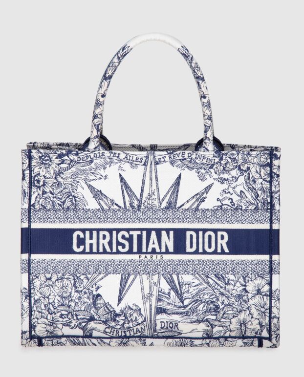 Dior гүлдері бар әйелдердің көк мақта сөмкесі 173829 - фото 1