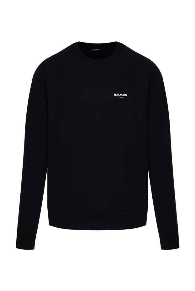 Balmain свитшот мужской черный хлопковый с белым лого 173855 - фото 1