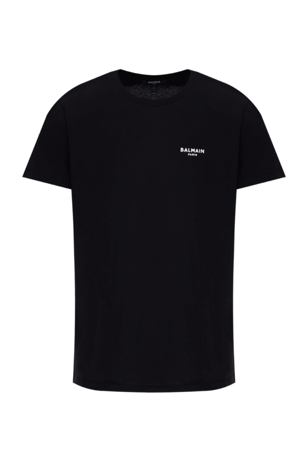 Balmain men's black cotton t-shirt with white logo 173857 - photo 1