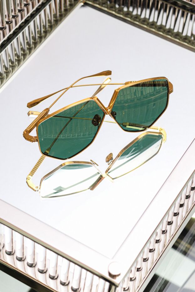 Valentino v-тәрізді дизайны мен жасыл линзалары бар әйелдер алтын көзілдірігі 173884 - фото 2