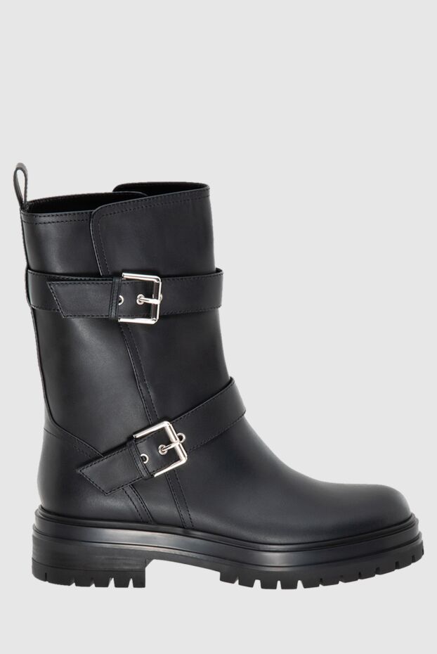 Gianvito Rossi women's black leather ankle boots with chunky soles and buckles 173913 - photo 1