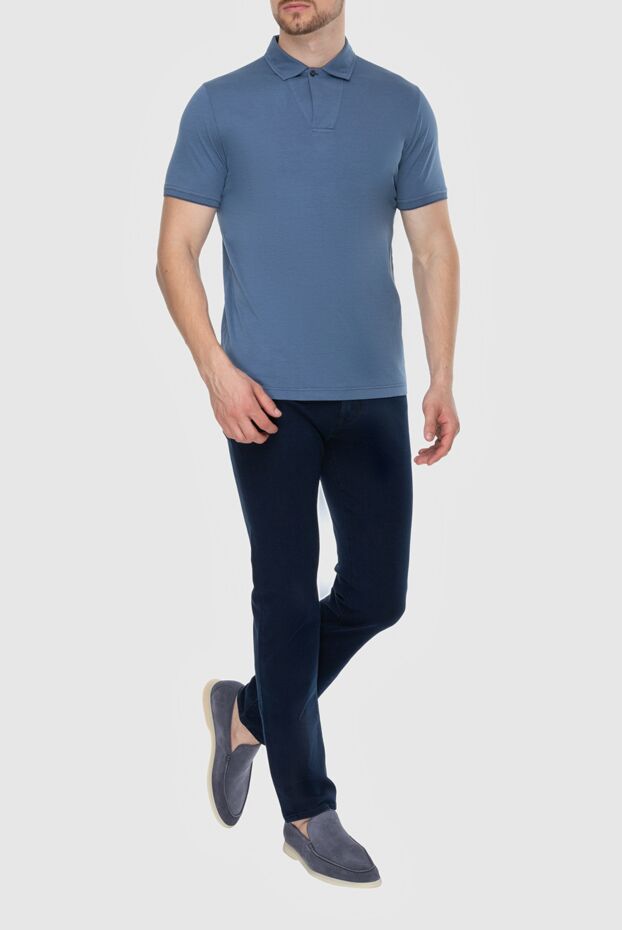 Loro Piana lightweight knit polo in azure grey 173969 - photo 2