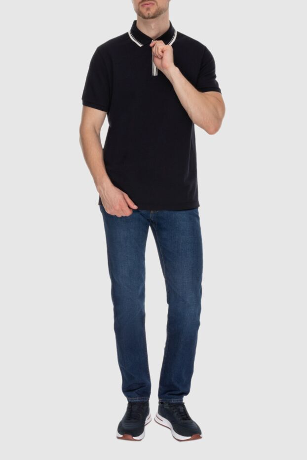 Loro Piana black polo shirt with contrast tape for men 174008 - photo 2