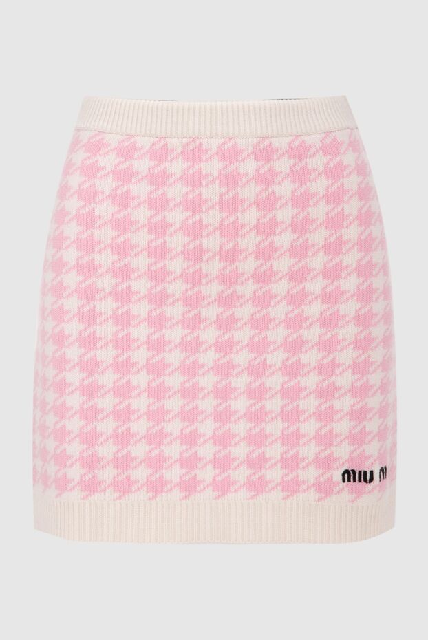 Women's cashmere pink skirt in a square pattern - photo 1