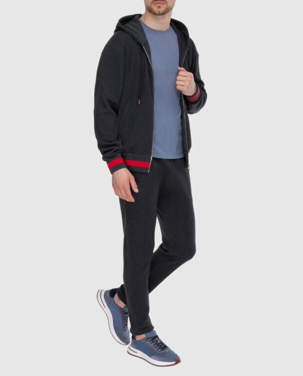 Kiton костюм спортивный из хлопка на молнии с капюшоном и красной тесьмой
 174259 - фото 2