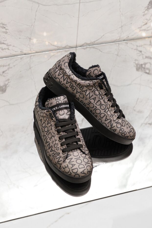 Dolce & Gabbana сникеры из хлопка и полиэстера серые мужские 174266 - фото 2