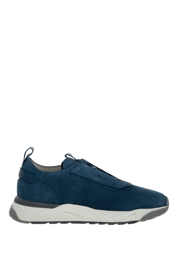 Santoni men's blue leather lace-up sneakers with perforations 174307 - photo 1