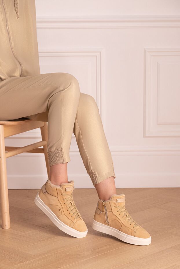 Santoni хутры бар жоғары беж замштан жасалған әйелдердің кедалары 174311 - фото 2