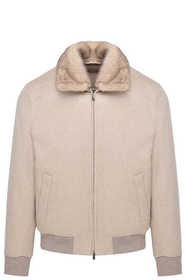 Enrico Mandelli men's beige jacket with fur collar 174350 - photo 1
