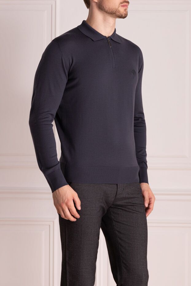 Stefano Ricci поло мужское серое шерстяное с вышитым логотипом 174357 - фото 3