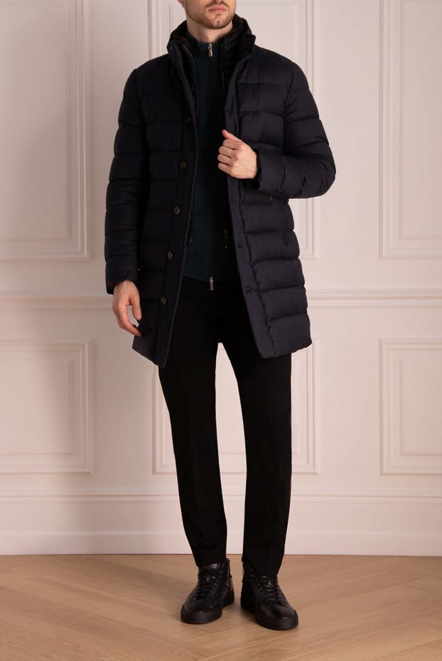 Moorer blue button-up puffer jacket with a stand-up collar men's 174415 - photo 2