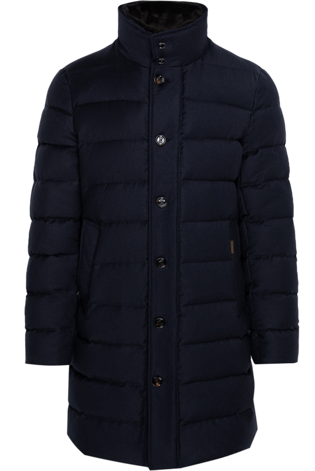 Moorer blue button-up puffer jacket with a stand-up collar and snap buttons men's 174416 - photo 1