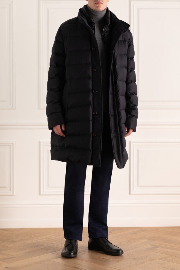 Moorer blue button-up puffer jacket with a stand-up collar and snap buttons men's 174416 - photo 2