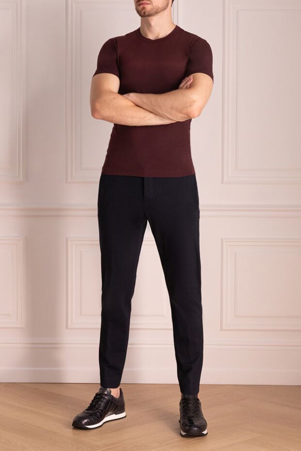 PT01 (Pantaloni Torino) жұмсақ жейдеден тігілген белінде галстук бар қою көк шалбар
 174440 - фото 2