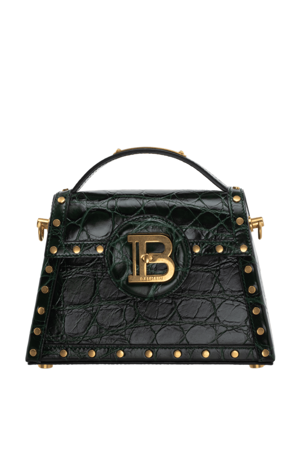 Balmain women's green leather bag with logo and textured embossing 174459 - photo 1