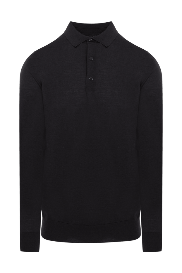 Loro Piana классическое мужское поло из тонкой шерсти с длинным рукавом в чёрном цвете 174477 - фото 1
