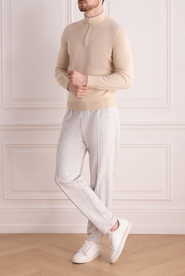 Brunello Cucinelli men's cotton trousers in a marled shade with a drawstring waistband
 174549 - photo 3
