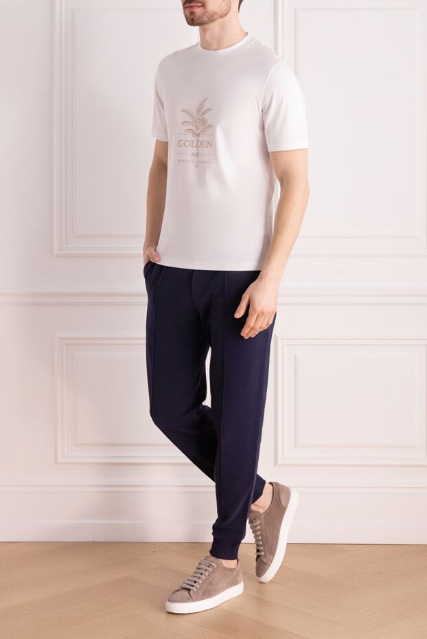 Dark blue athletic joggers with elastic waistband and drawstring.
 - photo 2