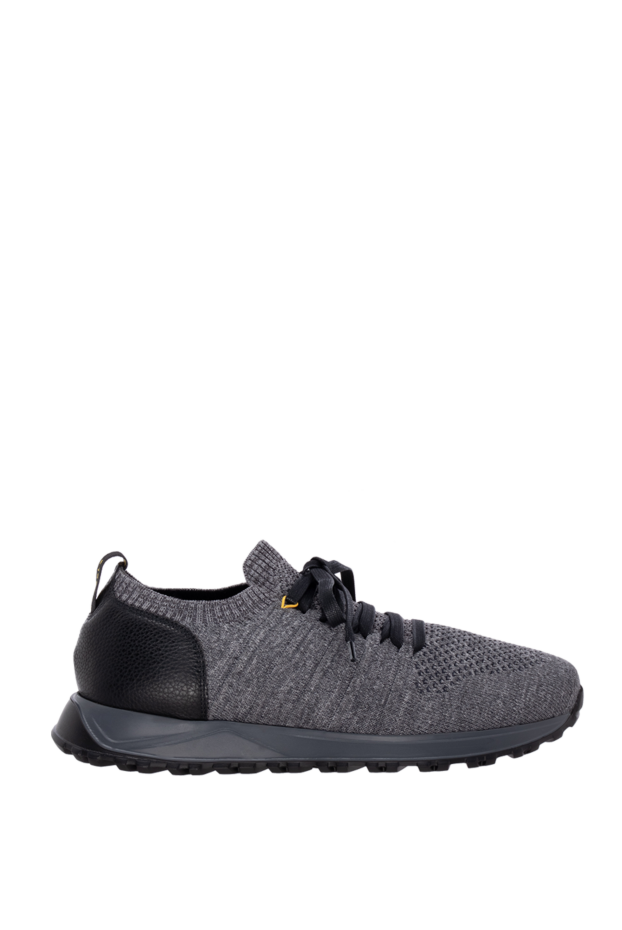 Doucal`s gray men's sneakers made of textile and calf leather 174635 - photo 1
