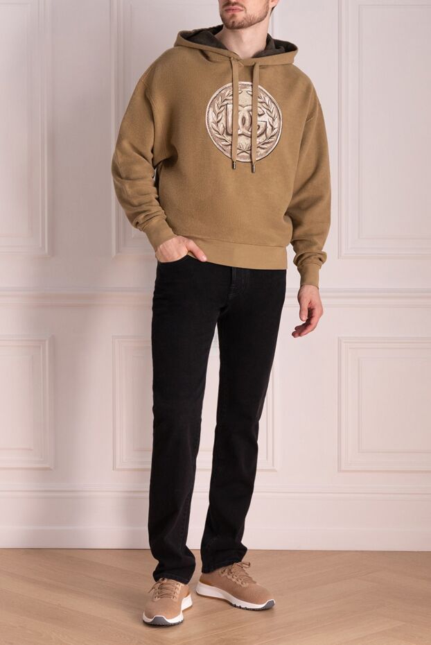 Dolce & Gabbana худи мужское из хлопка бежевый 174641 - фото 2