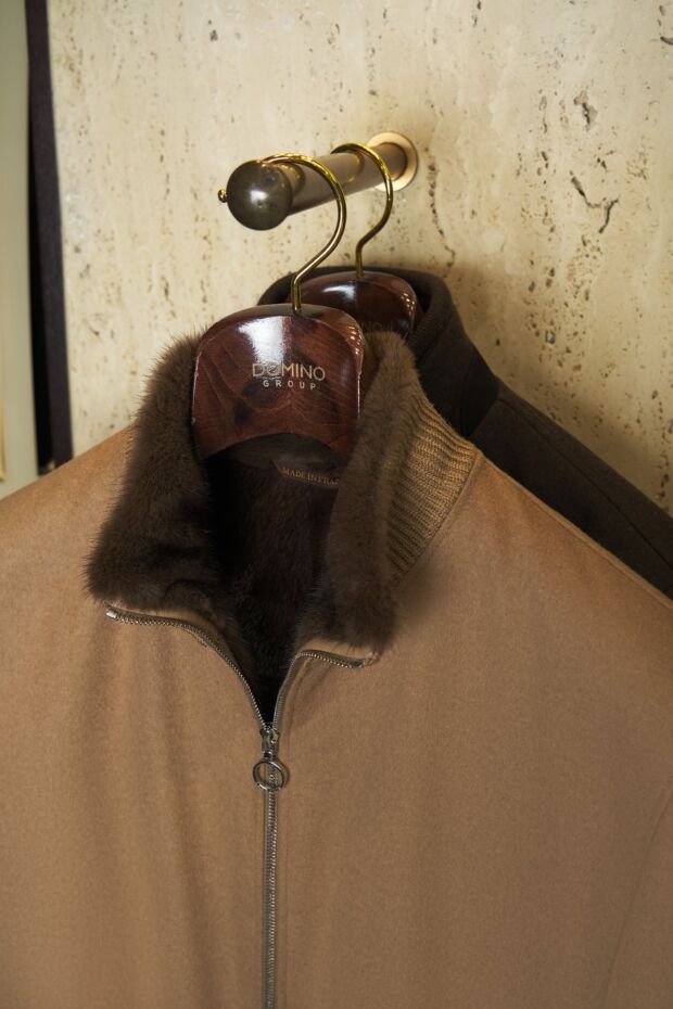 Seraphin қоңыр кашемир күртке күзен мехімен ерлерге арналған 174668 - фото 2