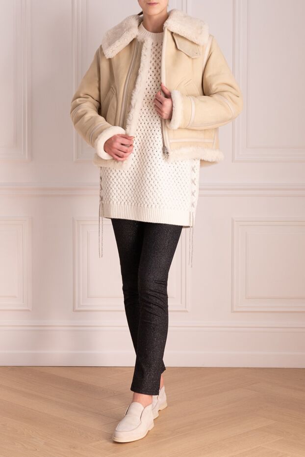 Loro Piana қой терісінен жасалған әйелдер қысқа бежевый тон
 174741 - фото 3