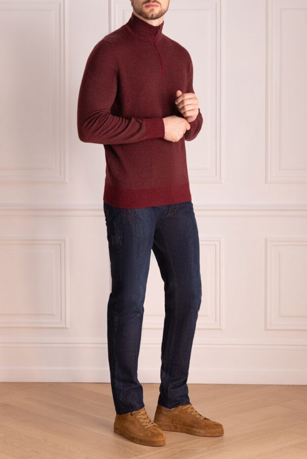 Loro Piana cashmere tee for men in burgundy 174752 - photo 2