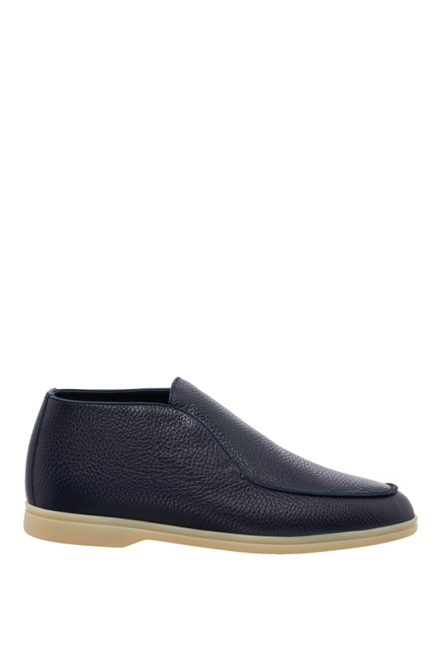Cesare di Napoli round toe loafers in dark blue grained leather 174791 - photo 1