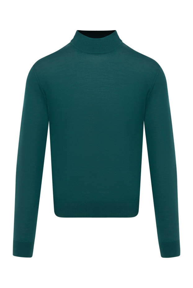 Men’s green wool jumper with a high stand-up collar - photo 1