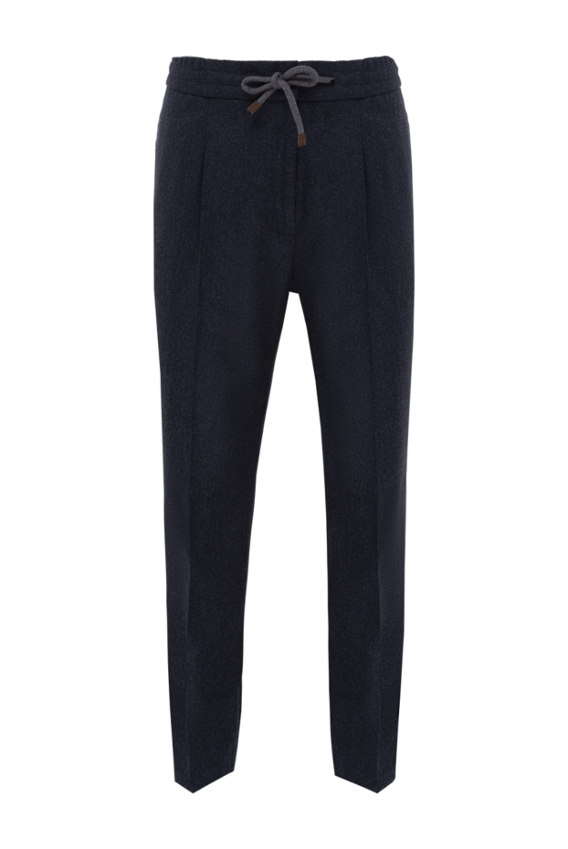 Brunello Cucinelli men's blue wool trousers with pleats 174864 - photo 1