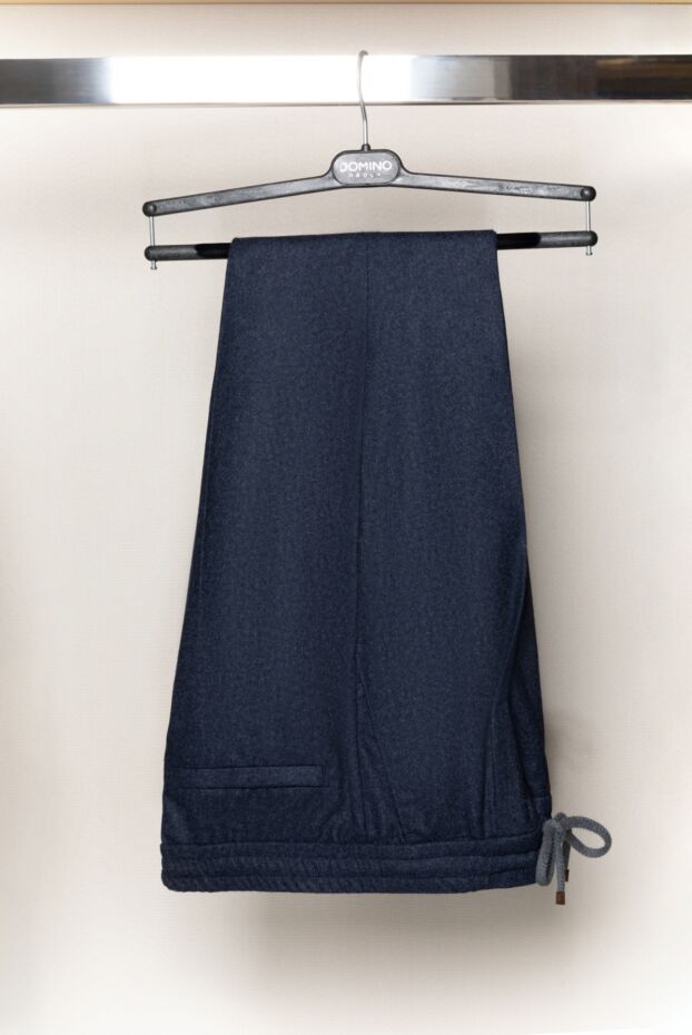 Brunello Cucinelli men's blue wool trousers with pleats 174864 - photo 2