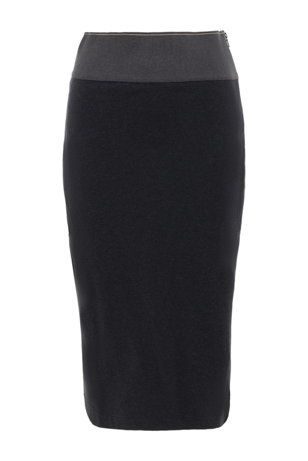 Women's dark gray midi skirt with a wide elastic waistband - photo 1