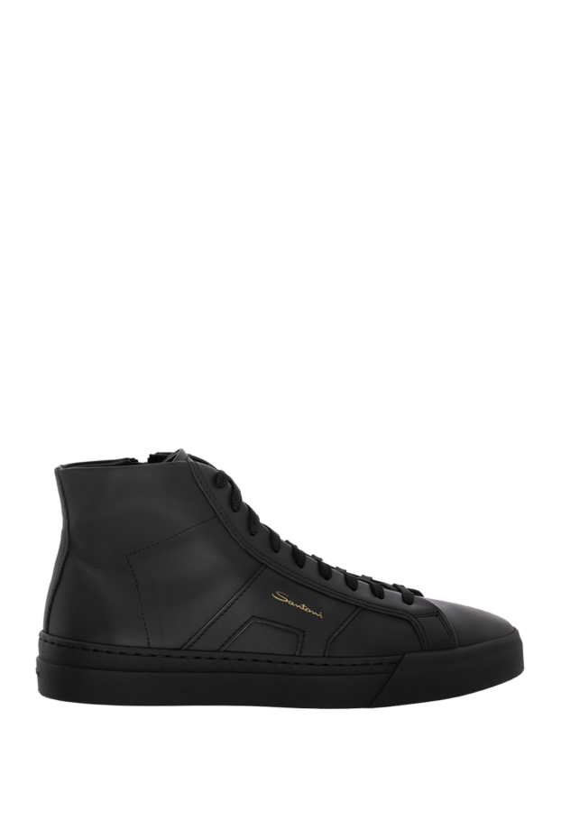 Santoni черные кожаные сникеры с высоким берцем и тисненым логотипом
174893 - фото 1
