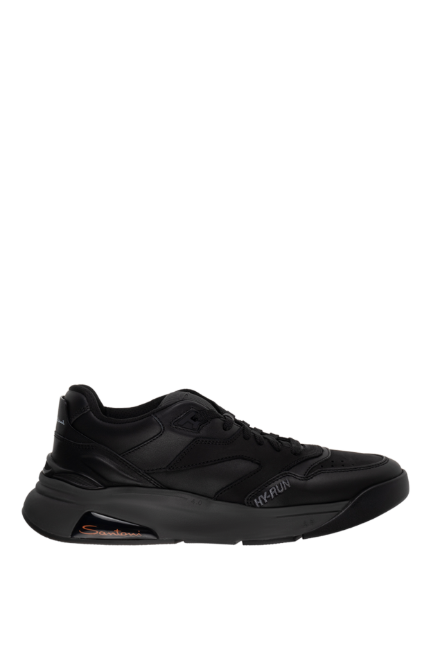 Santoni black hy-run leather sneakers men's 174945 - photo 1