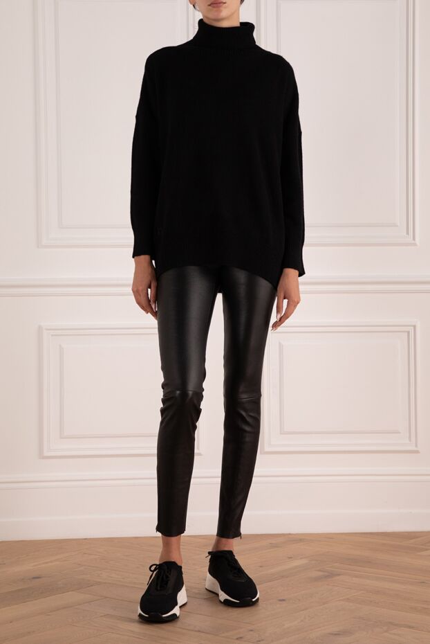 Max&Moi black leather skinny pants with zippers at the bottom women's 175036 - photo 2