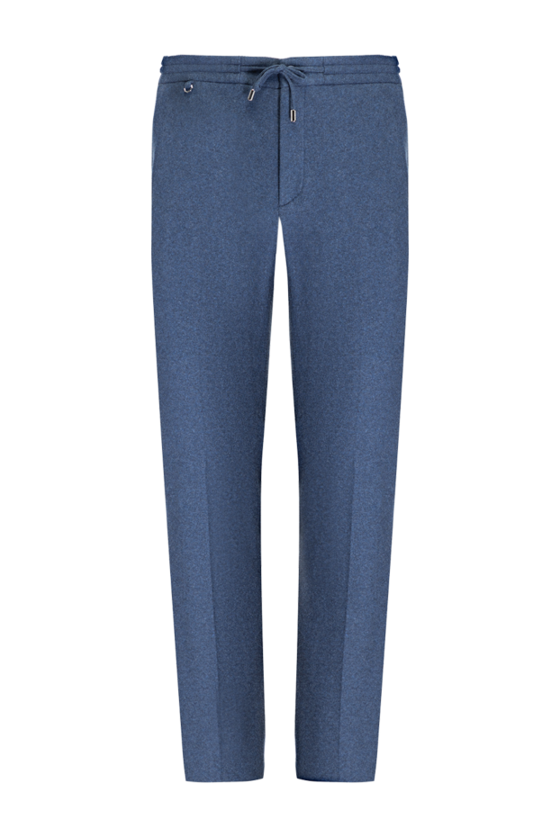 Stefano Ricci брюки мужские из хлопка и кашемира синие 175066 - фото 1