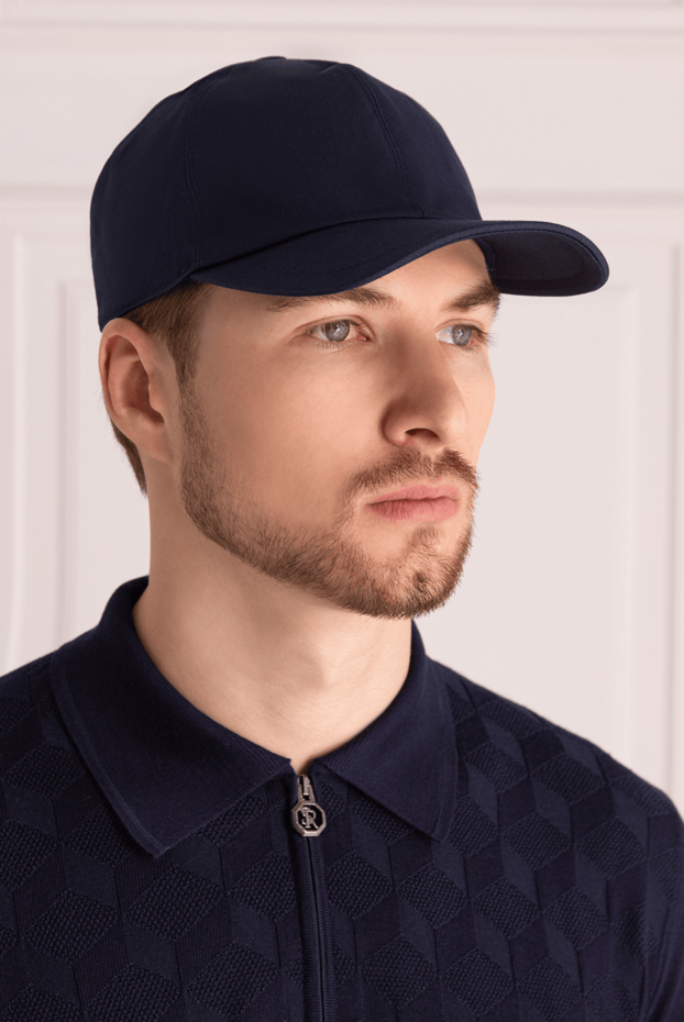 Cesare di Napoli basic cut cotton baseball cap in dark blue 175095 - photo 2