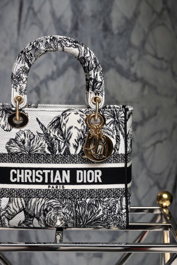 Dior сумка из хлопка белая женская 175110 - фото 2