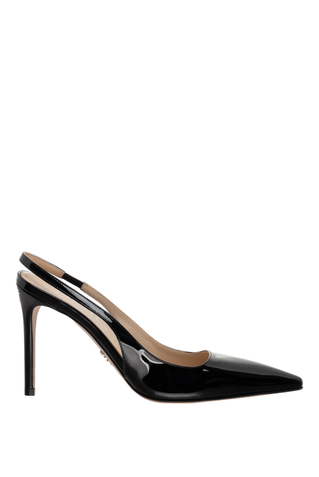 Prada туфли-слингбэки кожаные глянцевые черные женские 175134 - фото 1
