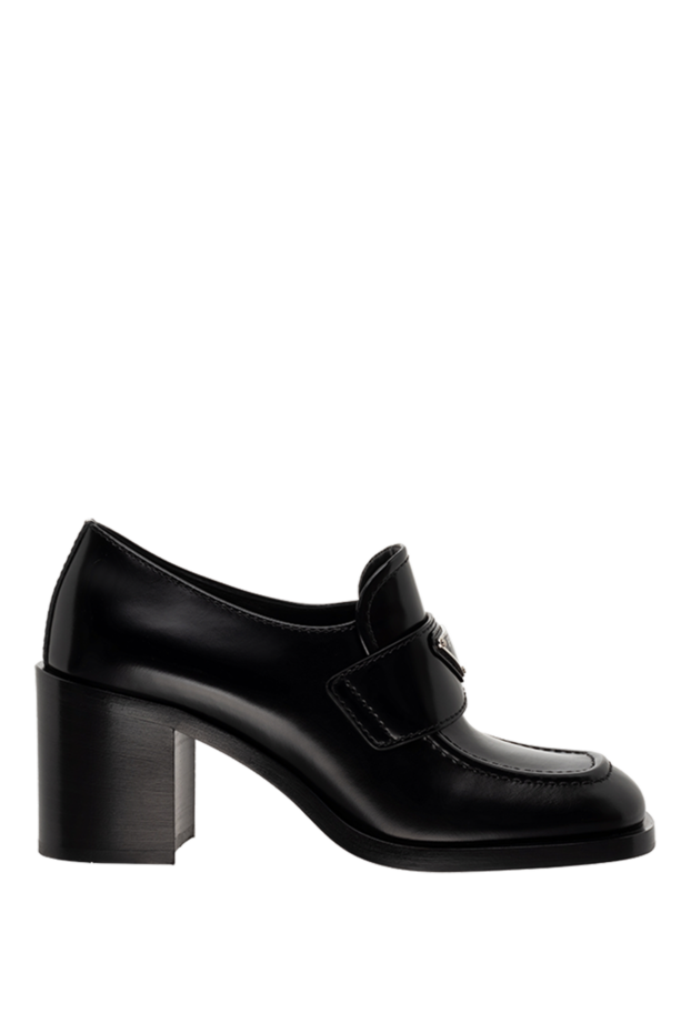 Prada black leather loafers with a chunky heel women's 175139 - photo 1