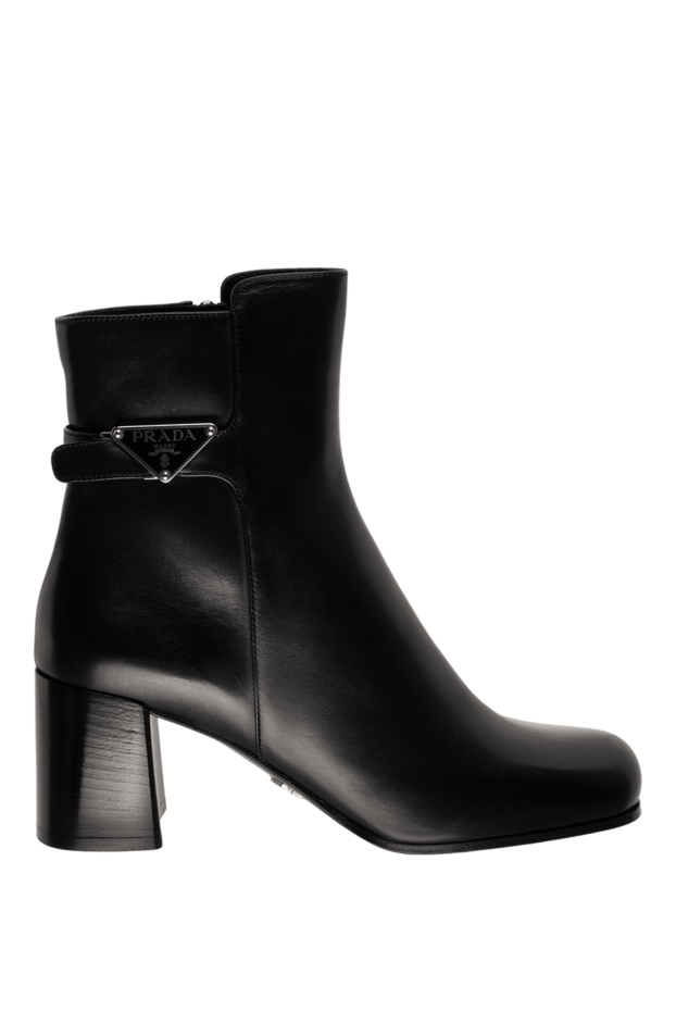 Prada leather ankle boots with decorative logo buckle black women's 175141 - photo 1