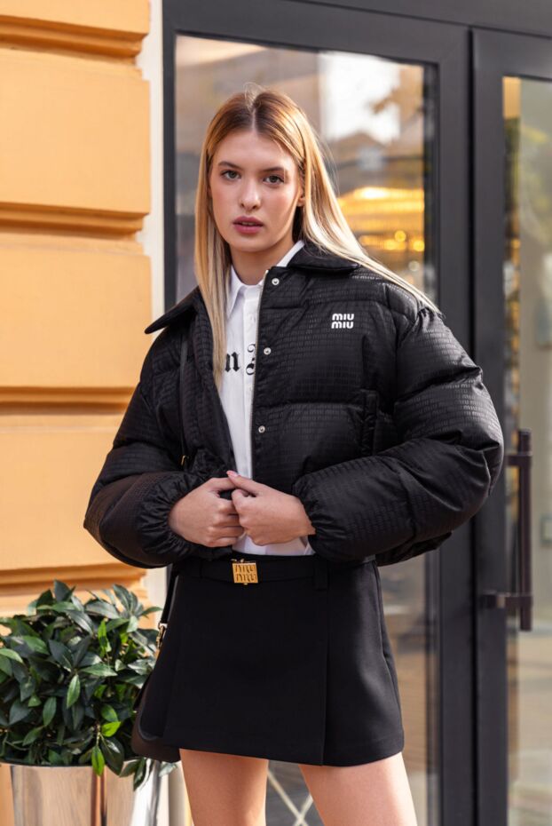 Miu Miu түймелері бар қысқартылған қара күртке әйелдерге арналған 175180 - фото 2