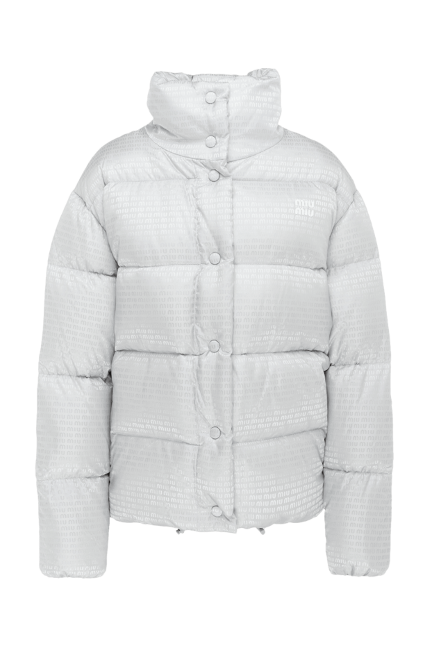 Miu Miu glossy women's down jacket with voluminous quilting and stand-up collar, gray 175181 - photo 1