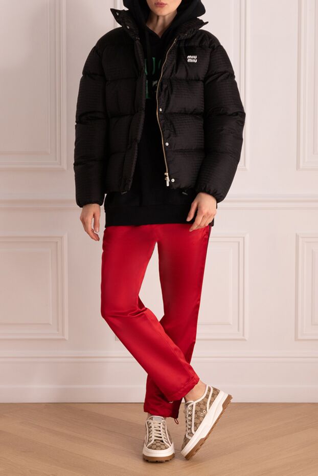 Miu Miu black insulated women's down jacket with embossing and branded embroidery
 175182 - photo 2
