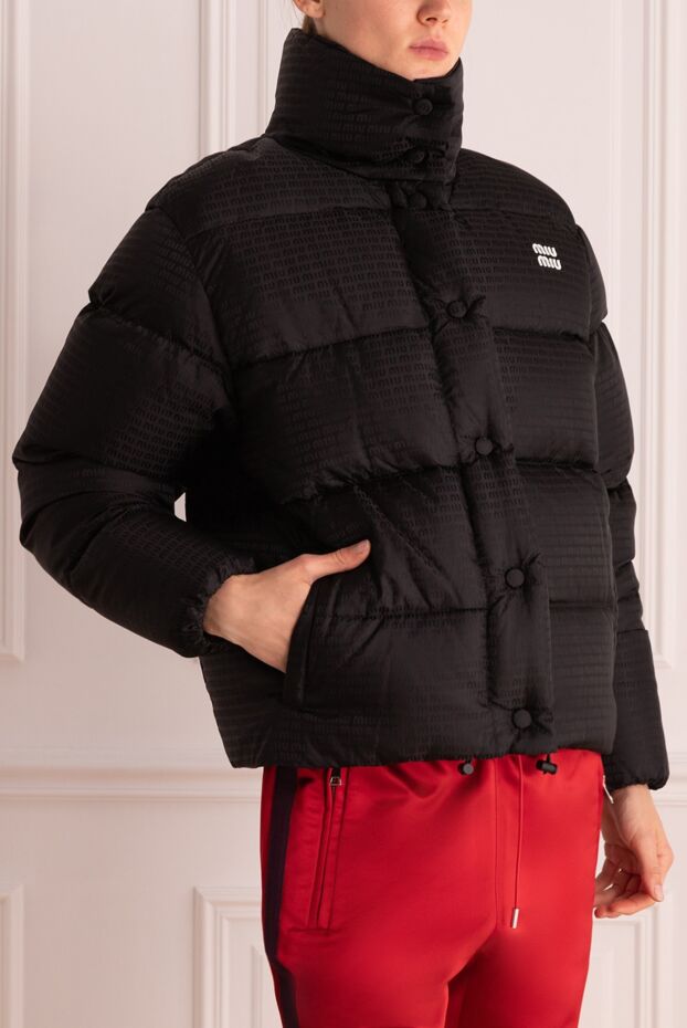 Miu Miu black insulated women's down jacket with embossing and branded embroidery
 175182 - photo 3