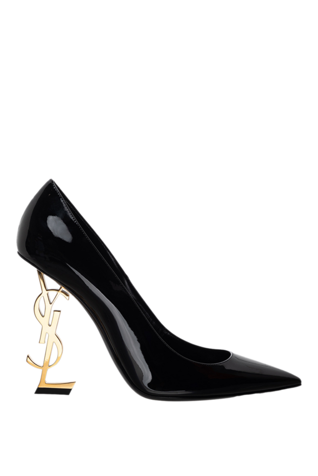 Saint Laurent black leather opyum shoes with a gold-plated logo heel women's 175193 - photo 1