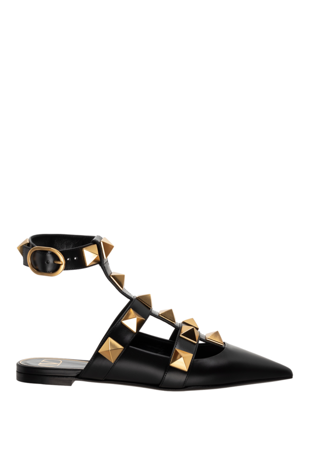 Valentino black leather sandals decorated with gold-plated rockstud details women's 175284 - photo 1