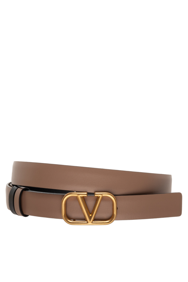 Valentino beige leather belt with two loops and gold-plated buckle women's 175290 - photo 1