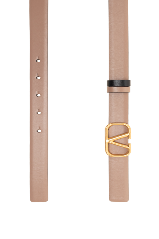 Valentino beige leather belt with two loops and gold-plated buckle women's 175290 - photo 3
